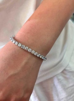 Eze Jewelry 10ct Round Diamond Tennis Bracelet in 18k White Gold