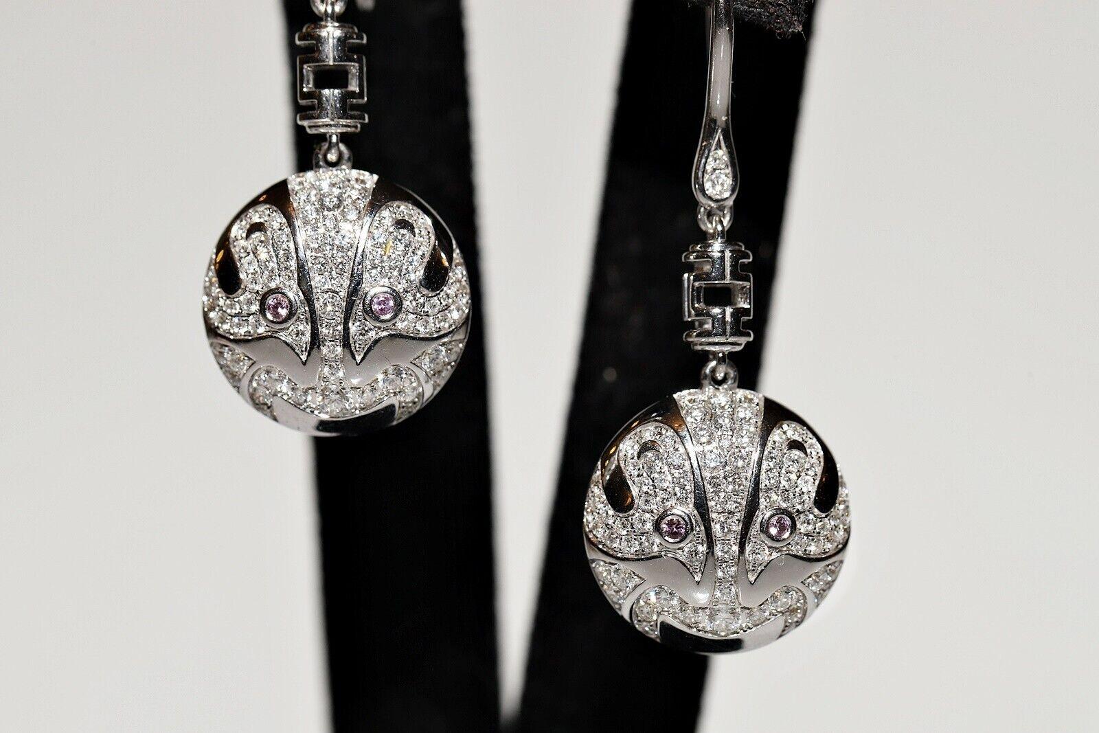 18k White Divin Brand Natural Diamond Decorated Dragon Sytle Drop Earring For Sale 9