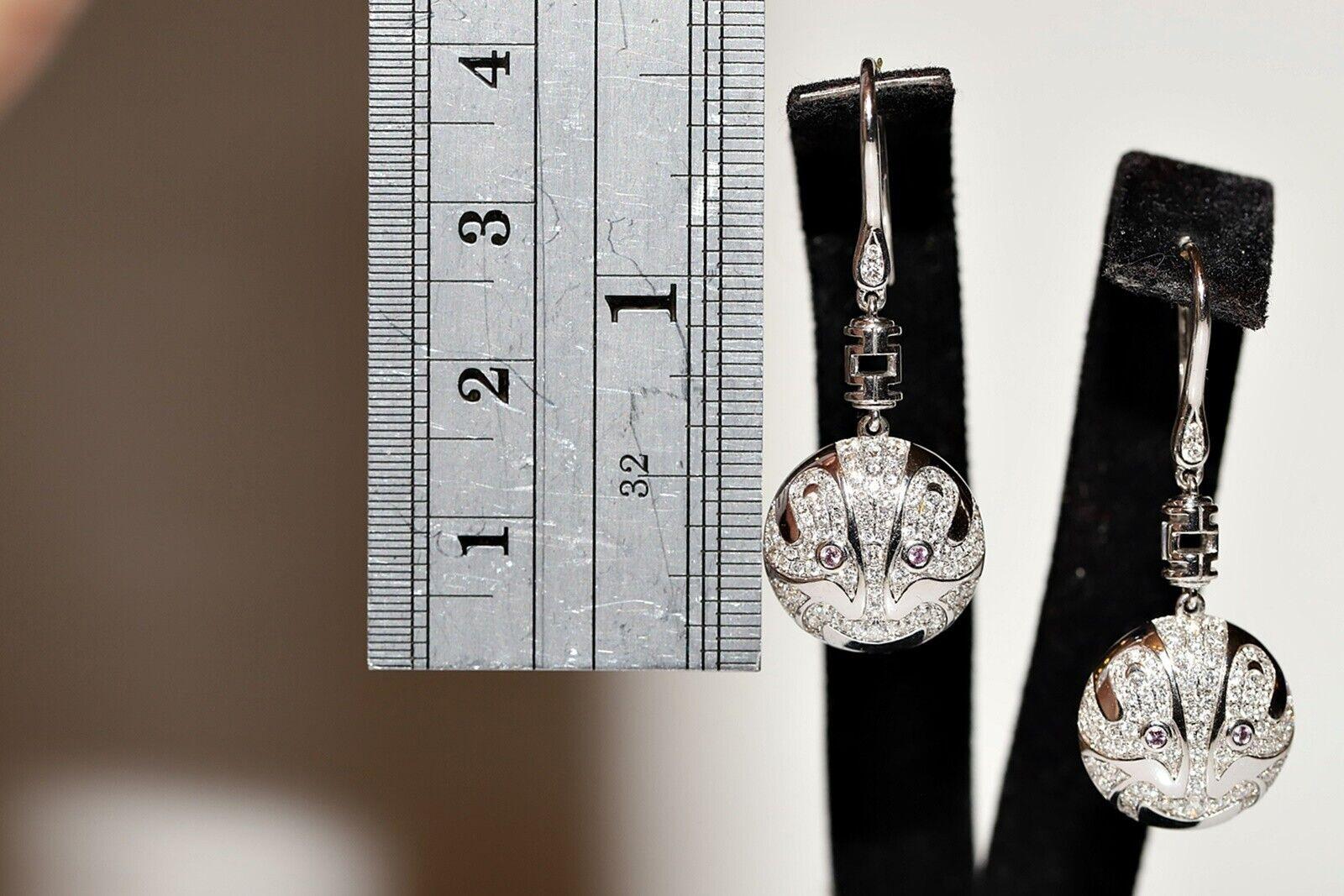 18k White Divin Brand Natural Diamond Decorated Dragon Sytle Drop Earring For Sale 10