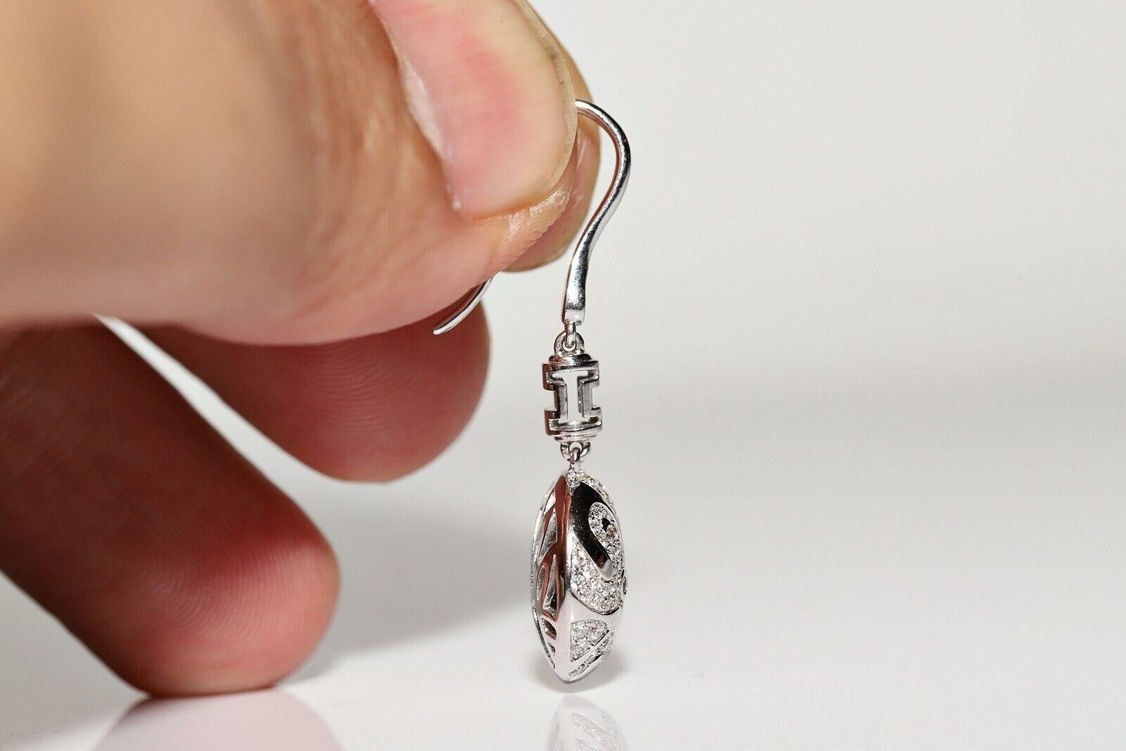Modern 18k White Divin Brand Natural Diamond Decorated Dragon Sytle Drop Earring For Sale