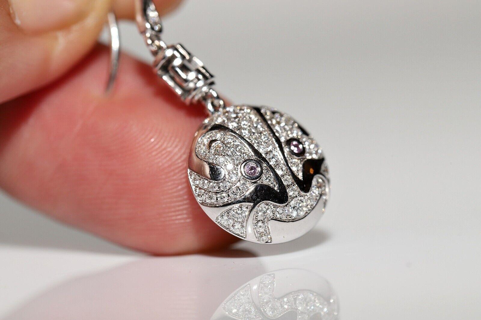 Brilliant Cut 18k White Divin Brand Natural Diamond Decorated Dragon Sytle Drop Earring For Sale