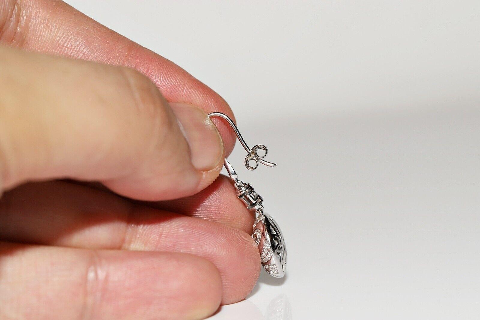 18k White Divin Brand Natural Diamond Decorated Dragon Sytle Drop Earring For Sale 2