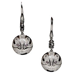 18k White Divin Brand Natural Diamond Decorated Dragon Sytle Drop Earring