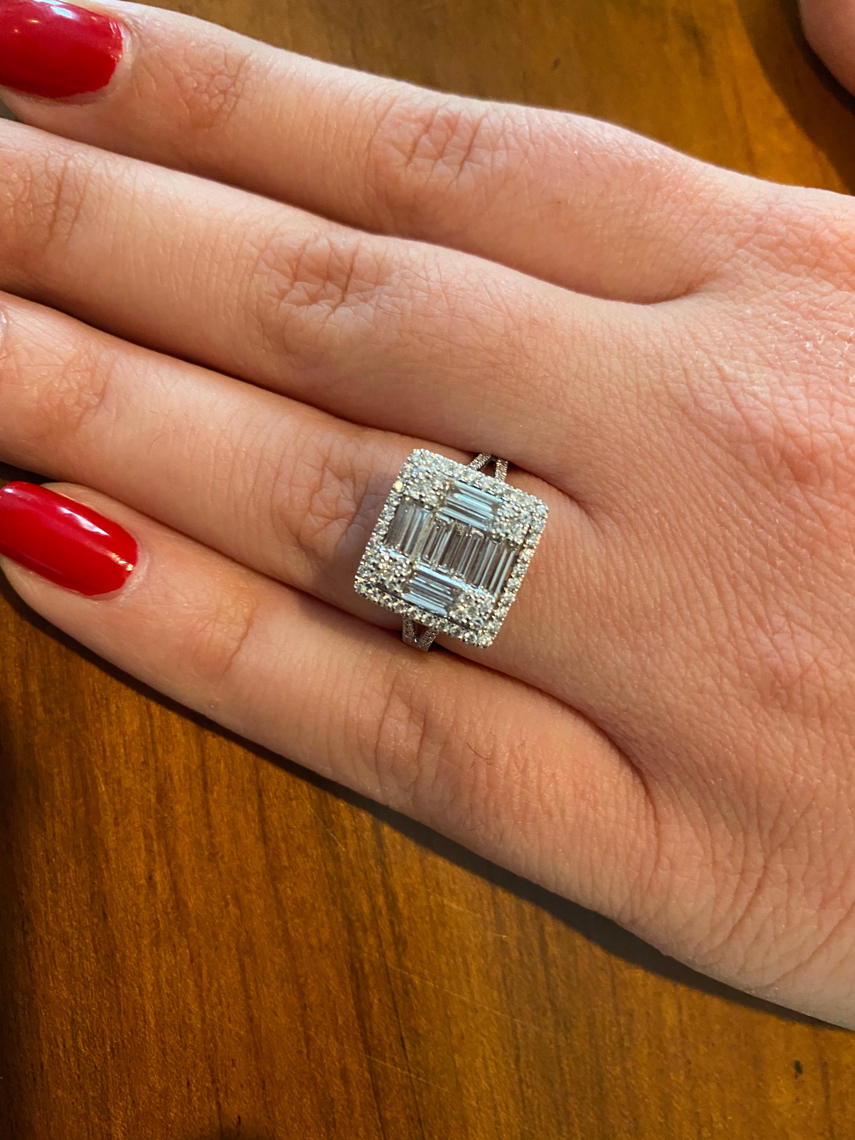 Women's 18 Karat White Emerald Cut Diamond Ring
