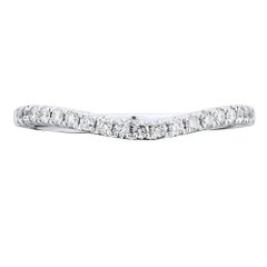 18 Karat White Gold 0.18 Carat Curved Diamond Pave Ladies Ring