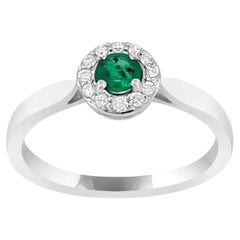 18K White Gold 0.19cts Emerald and Diamond Ring. Style# TS1199R