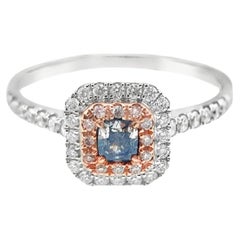 18K White Gold 0.20 CT Fancy Blue Diamond & Diamond Engagement Ring