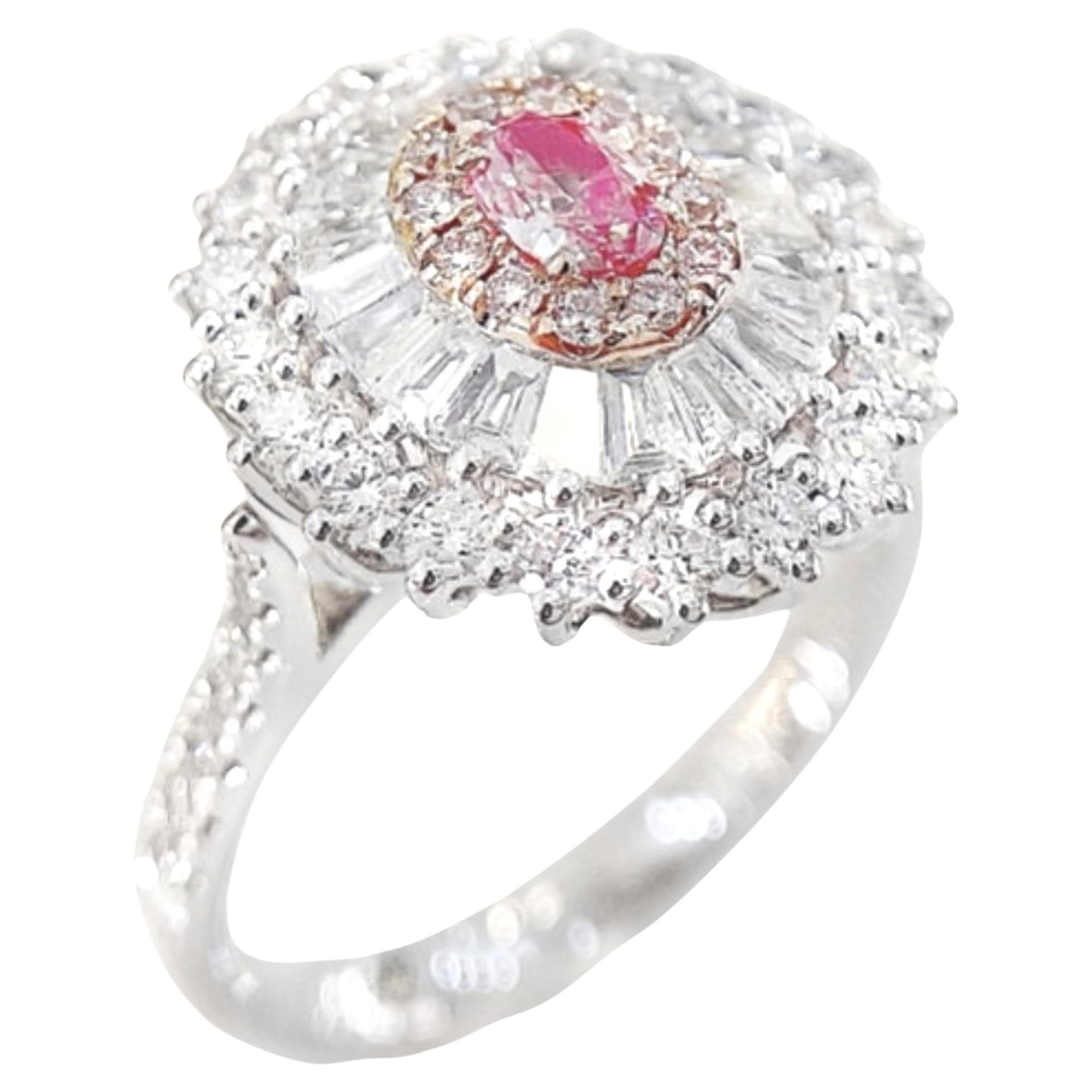 18K White Gold 0.20 CT Pink Diamond Ring