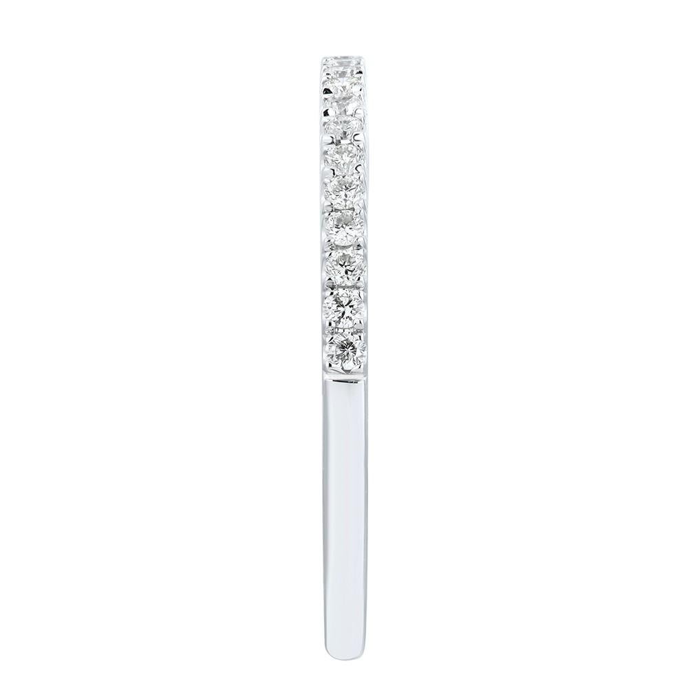 Modern Rachel Koen Genuine Diamond Pave Ladies Ring 18K White Gold 0.20cttw Size 6.5 For Sale