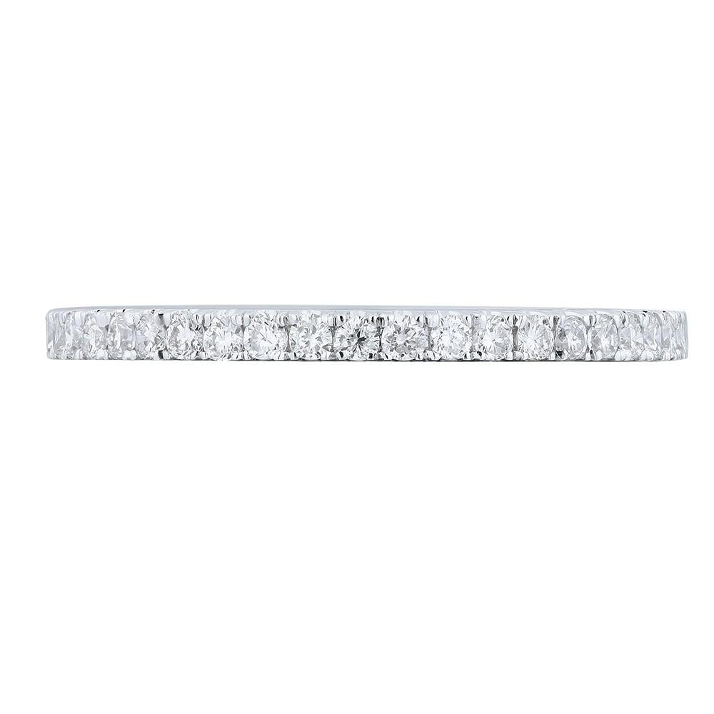 Round Cut Rachel Koen Genuine Diamond Pave Ladies Ring 18K White Gold 0.20cttw Size 6.5 For Sale