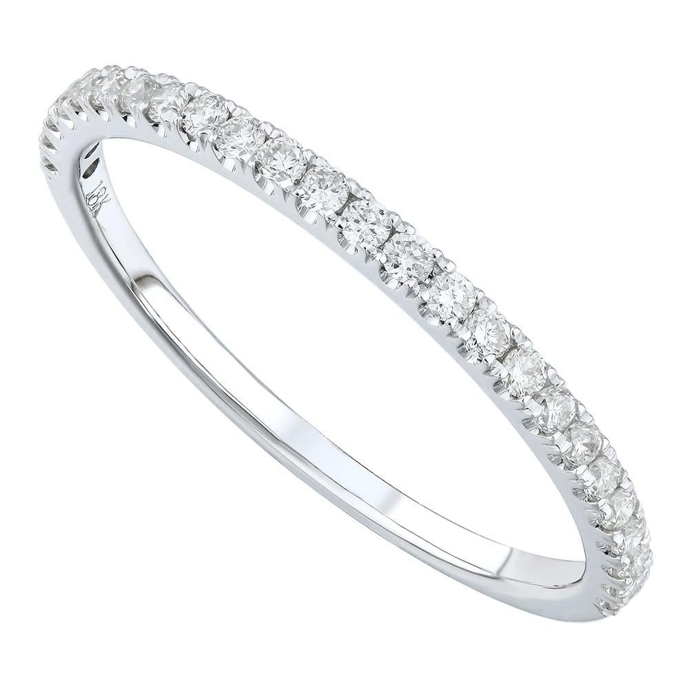 Rachel Koen Genuine Diamond Pave Ladies Ring 18K White Gold 0.20cttw Size 6.5 For Sale