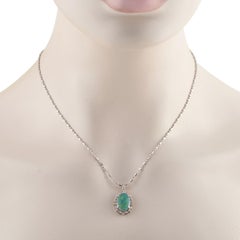 Collar colgante de oro blanco de 18 quilates con diamantes y ópalo de 0,20 ct MF02-041326
