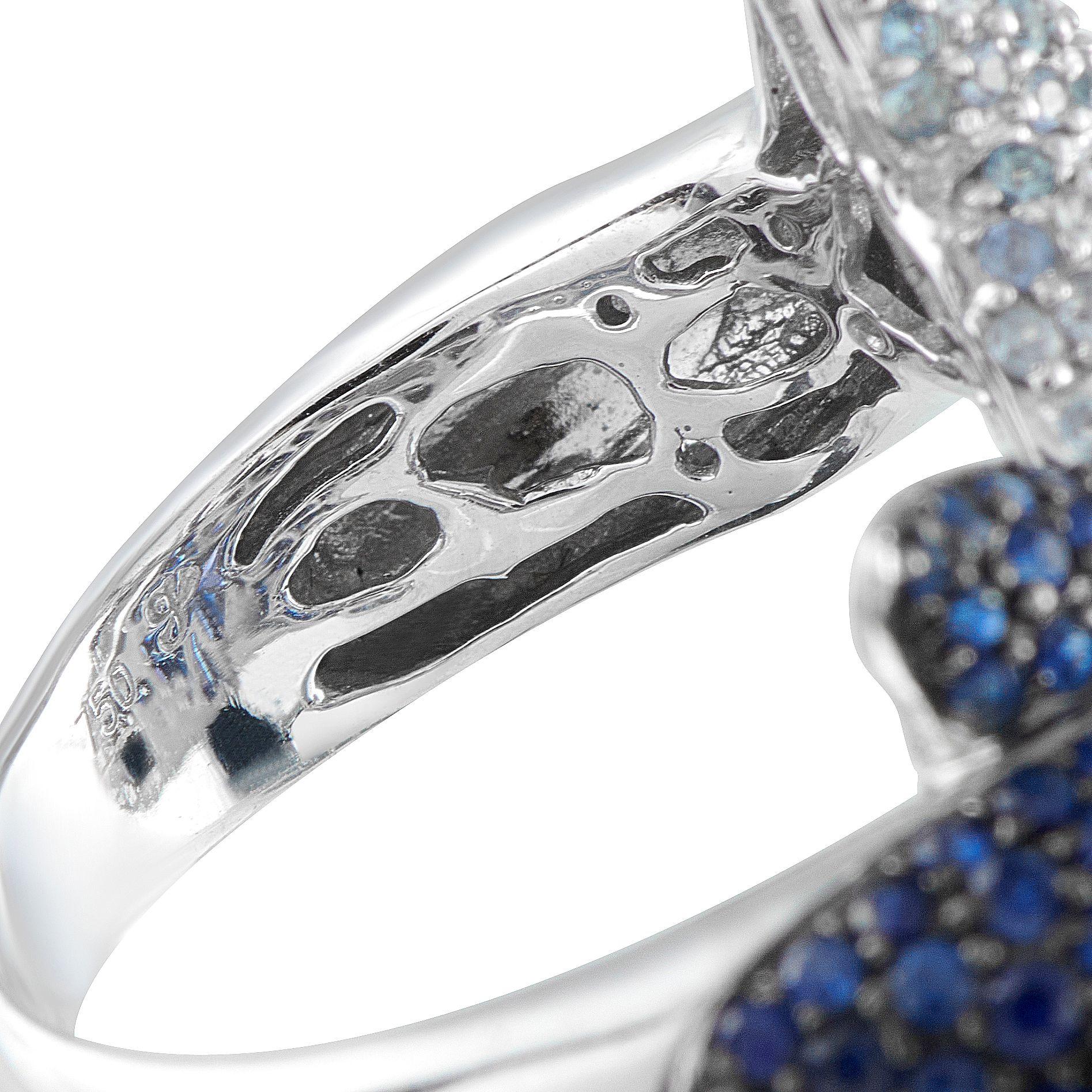 18K Weißgold 0,22ct Diamant und Saphir Delphin Ring MF08-072325 im Zustand „Hervorragend“ im Angebot in Southampton, PA