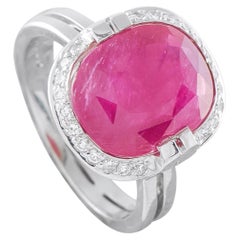 18K White Gold 0.22ct Diamond Ruby Halo Ring MF12-063026