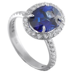 Bague en or blanc 18K 0,23ct diamant et saphir MF10-022426