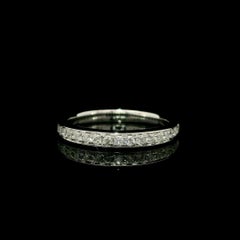 18k White Gold 0.24ctw Pave Diamond Stack Classic Wedding Band Ring Size 5.5