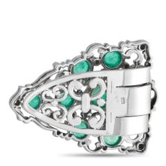 18K White Gold 0.25ct Diamond and Colombian Emerald Brooch MF39-022026