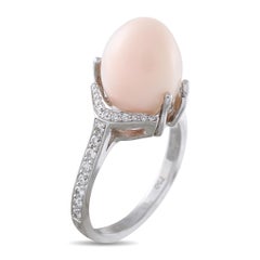 18K White Gold 0.25ct Diamond and Conch Pearl Ring MF26-050126