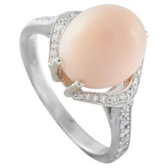 18K White Gold 0.25ct Diamond and Conch Pearl Ring MF26-050126
