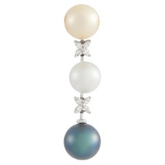 18K White Gold 0.25ct Diamond and Pearl Pendant MF49-052126