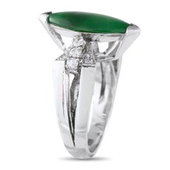 18K White Gold 0.26ct Diamond and Jade Ring