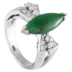 18K White Gold 0.26ct Diamond and Jade Ring
