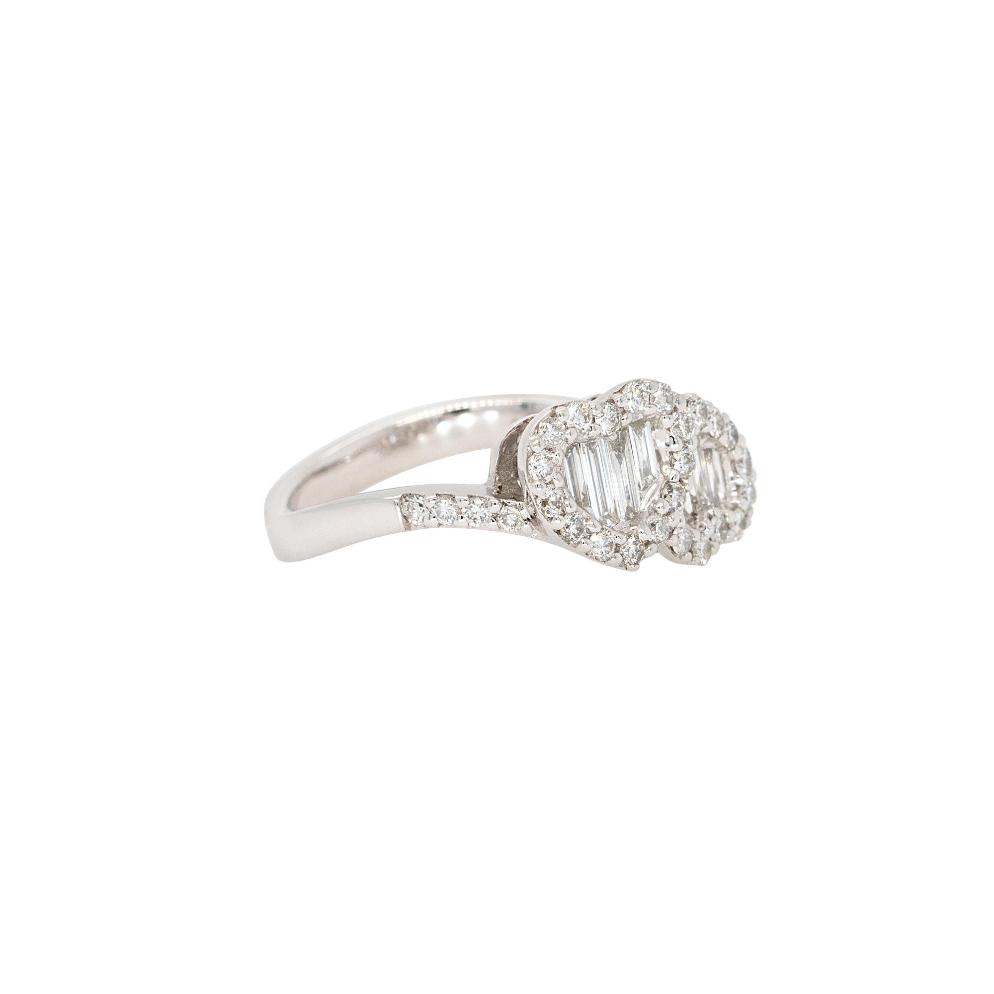 Diamond Details:
0.29ct Baguette Cut Natural Diamond
0.40ct Round Brilliant Natural Diamond
G Color VS Clarity
Ring Material: 18k White Gold
Ring Size: 6.5 (can be sized)
Total Weight: 4.6g (3.0dwt)
This item comes with a presentation box!
SKU:
