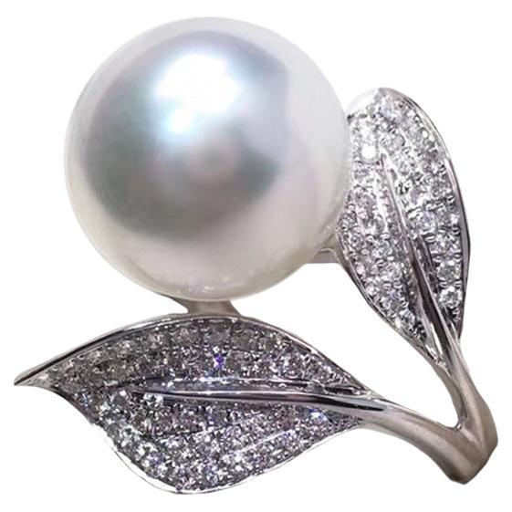 Anello solitario con perle dei mari del sud AAAA in vendita