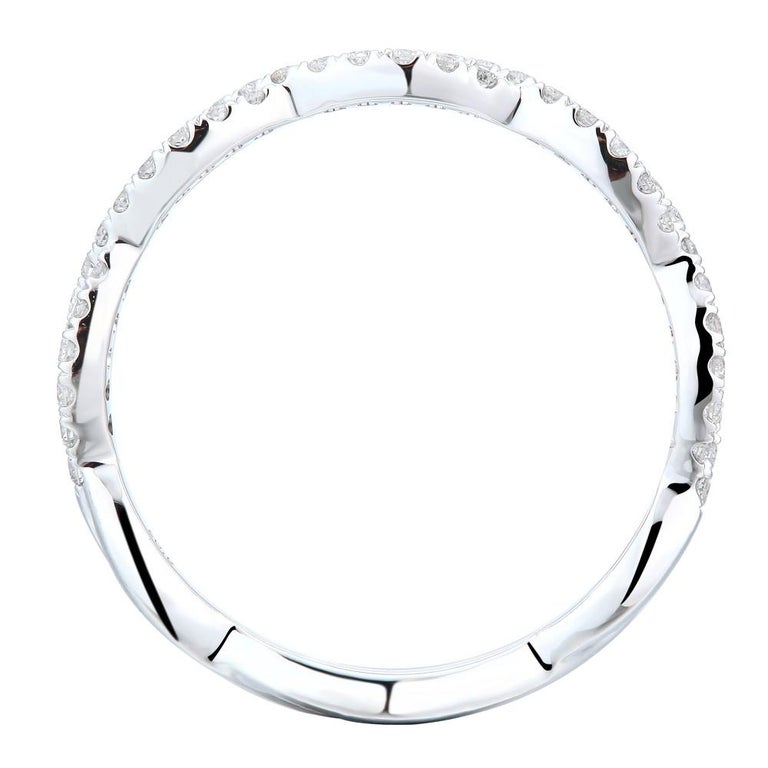 18 Karat White Gold 0.32 Carat Twist Diamond Pavé Ladies Ring For Sale ...