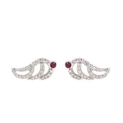 Alessa Ruby Swan Pave Studs 18 Karat White Gold Give Wings Collection 