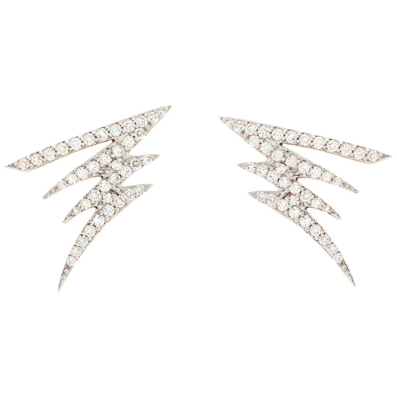 Alessa Mini Signature Pave Earrings 18 Karat White Gold Signature Collection For Sale