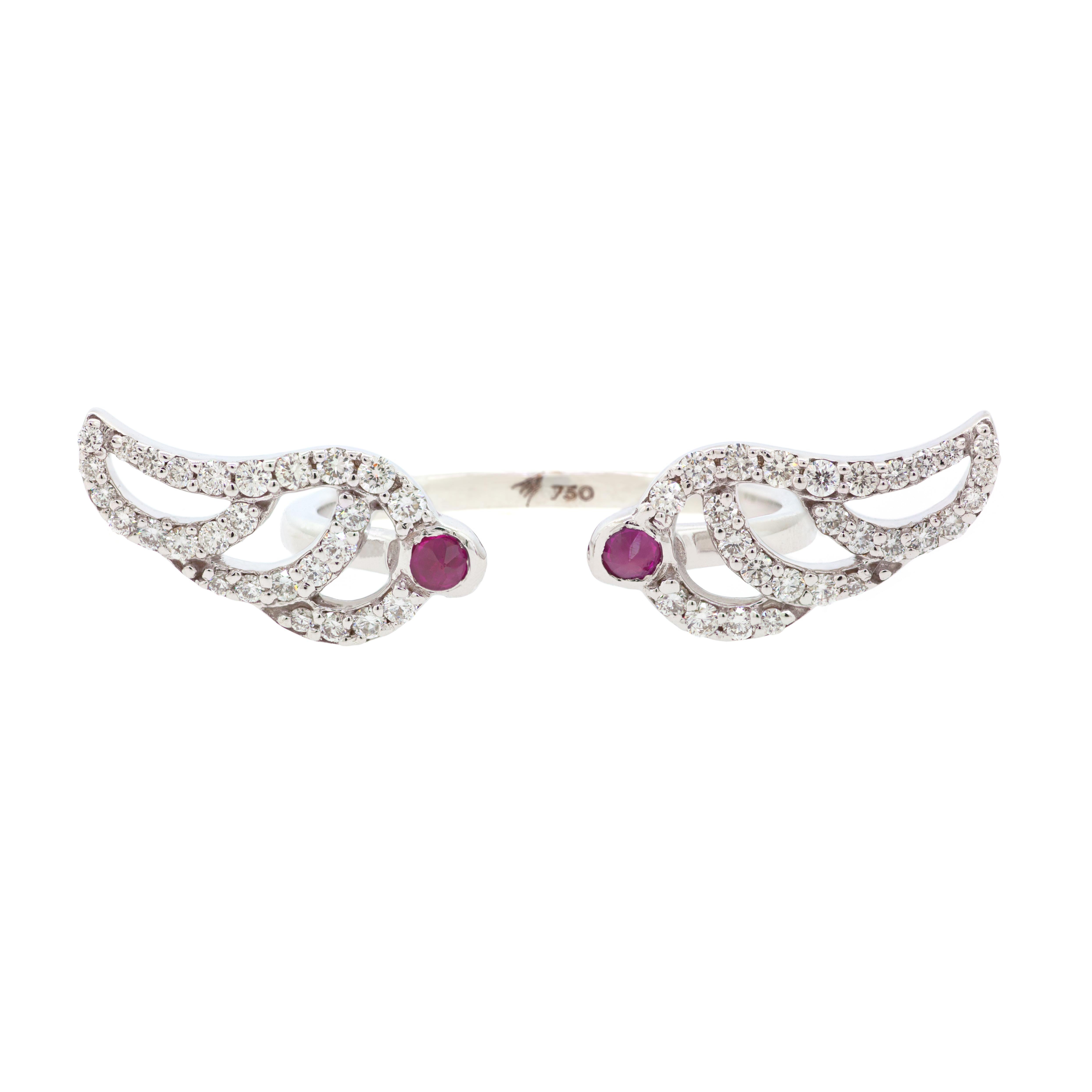 Alessa Ruby Swan Pave Ring 18 Karat White Gold Give Wings Collection For Sale