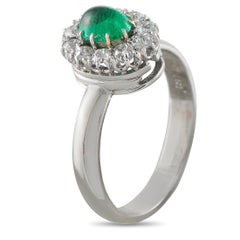 18K White Gold 0.35ct Diamond and Emerald Ring MGF23-070226