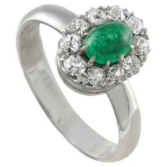 18K White Gold 0.35ct Diamond and Emerald Ring MGF23-070226