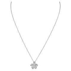 18K White Gold 0.35ctw Diamond Flower Slide Pendant w/ Cable Chain Necklace