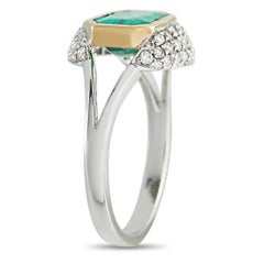 18K White Gold 0.36ct Diamond and Emerald Ring MF38-050726