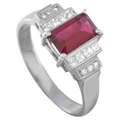 18K Weißgold 0,38 kt Diamant und 1,0 kt Rubellit Ring MF21-013026