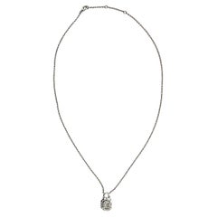 Or blanc 18K - Pendentif Luck Shape en diamant naturel de 0,39 ct avec chaîne