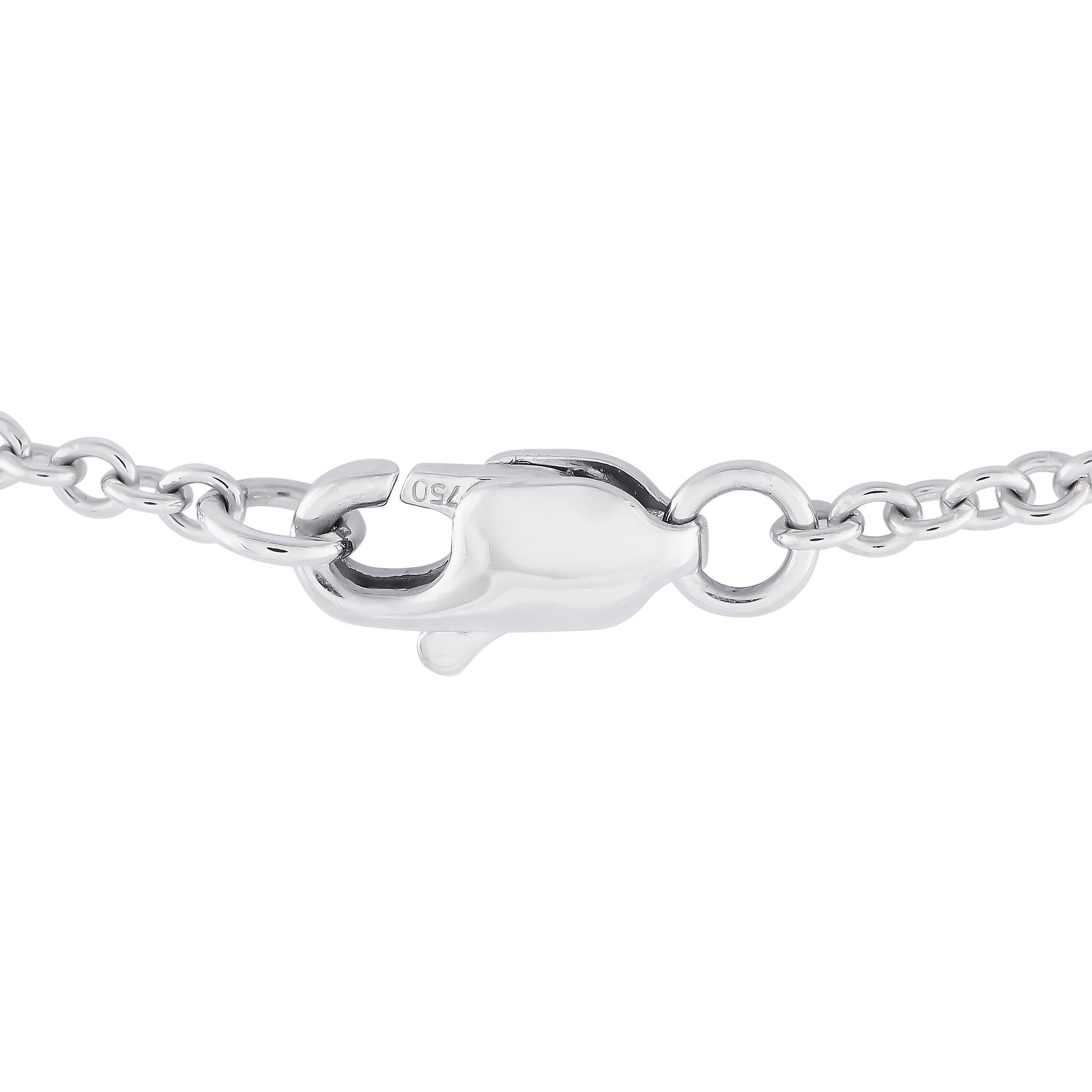 Round Cut 18K White Gold 0.39ct Diamond Station Necklace