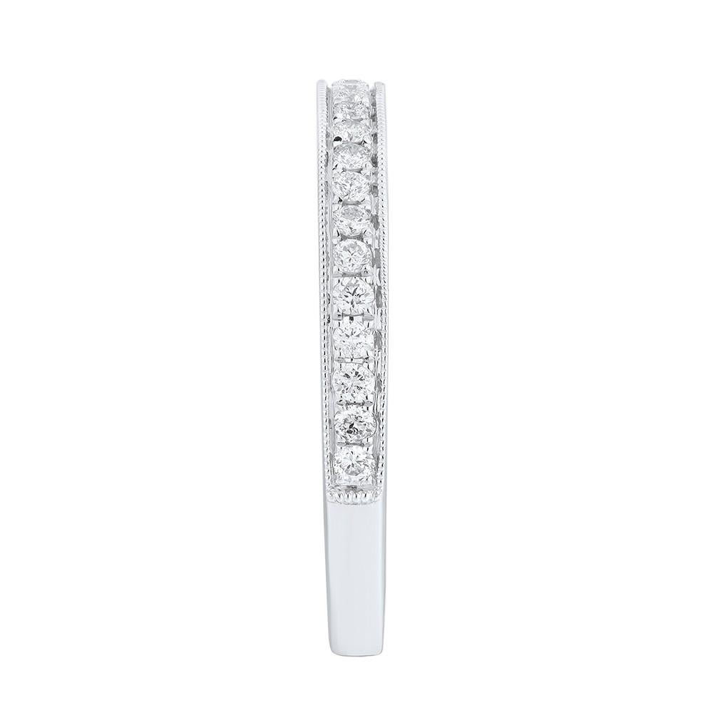 Modern Rachel Koen Diamond Pave Ladies Ring 18K White Gold 0.42cttw Size 6.5 For Sale