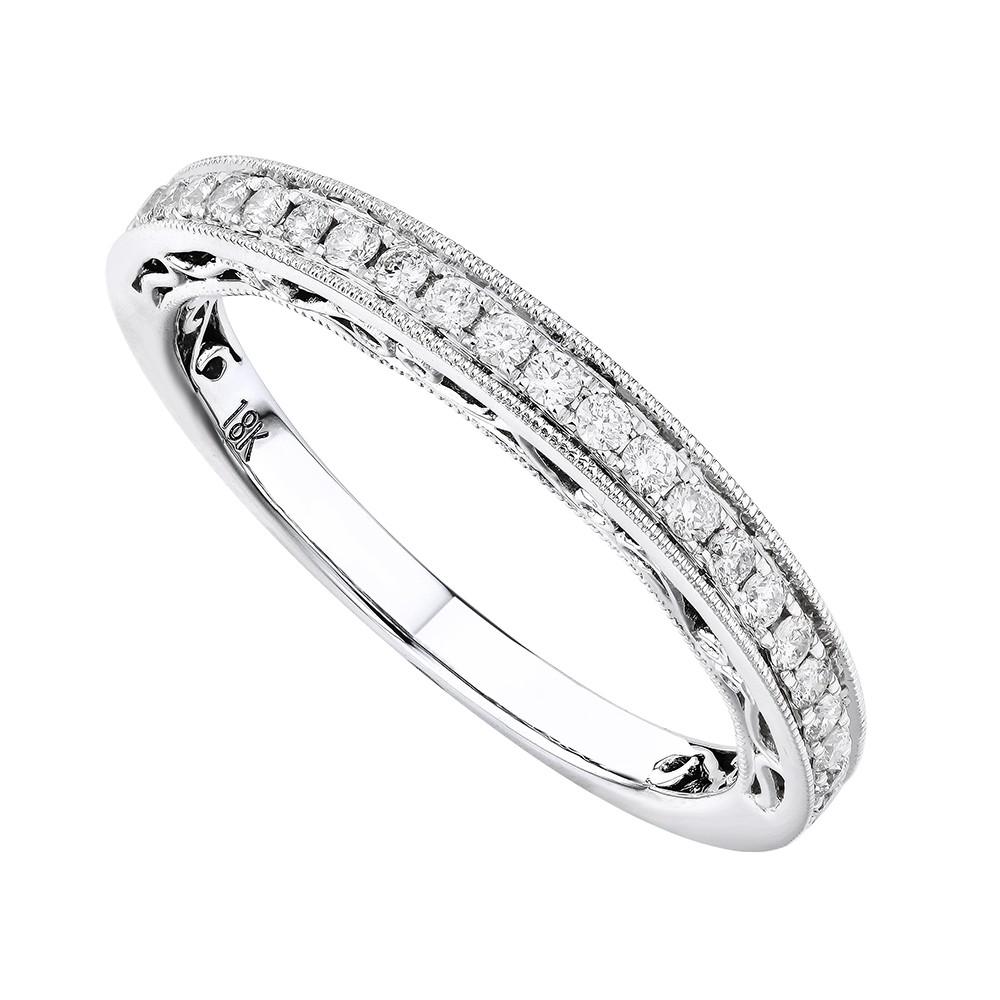 Rachel Koen Diamond Pave Ladies Ring 18K White Gold 0.42cttw Size 6.5 For Sale