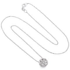 18k White Gold 0.42tcw Diamond Cluster Bezel Slider Pendant Ball Chain