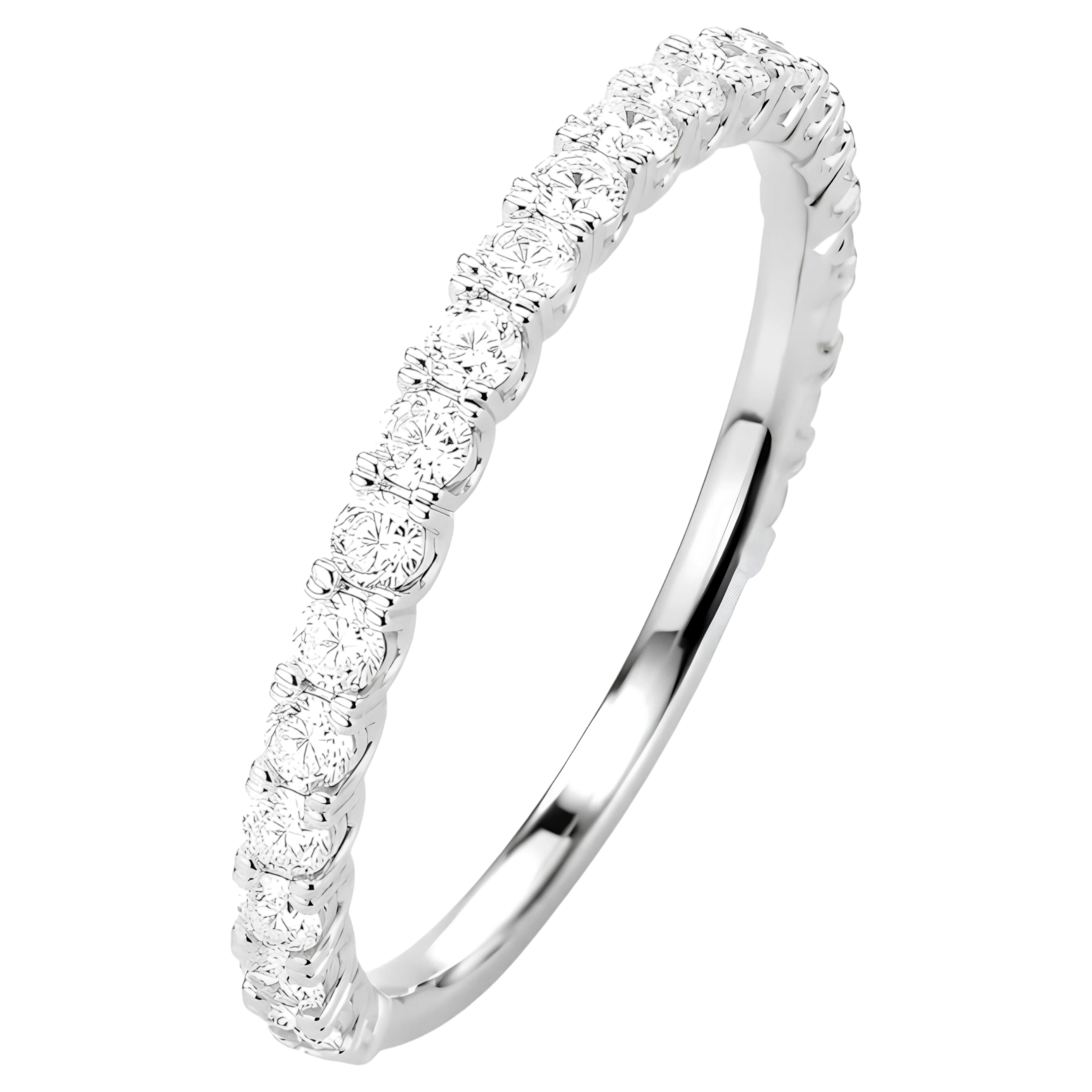 Natural Diamond Full Eternity Ring 0.45 Carat 18K White Gold Wedding Band Ring