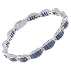 Bracelet en or blanc 18 carats avec diamants et saphirs de 0,45 carat MF23-070926