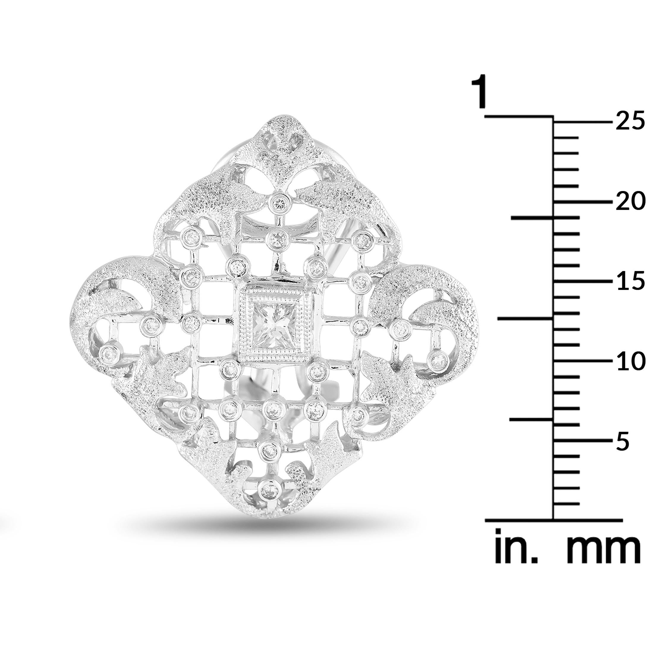 Taille ronde Boucles d'oreilles clips en or blanc 18 carats 0,45 ct de diamant