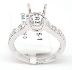 18 Karat White Gold 0.46 Carat Diamond Engagement 4 Prong Semi Mount Ring