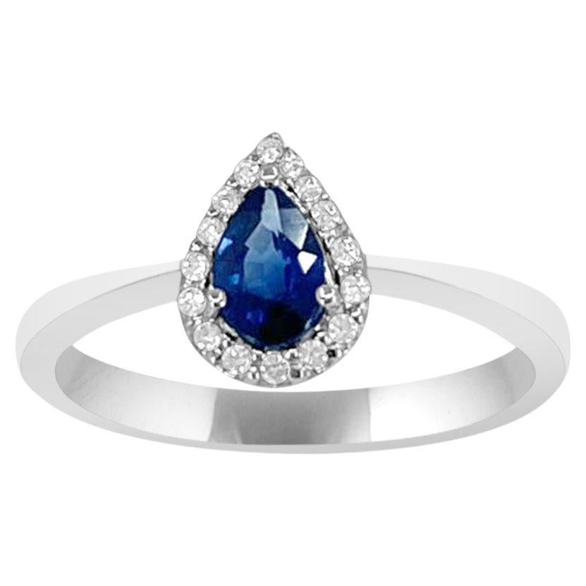 18K White Gold 0.46cts Sapphire and Diamond Ring, Style# TS1198R For Sale
