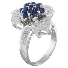 Anello in oro bianco 18 carati con diamanti e zaffiri da 0,48 carati MF03-050626