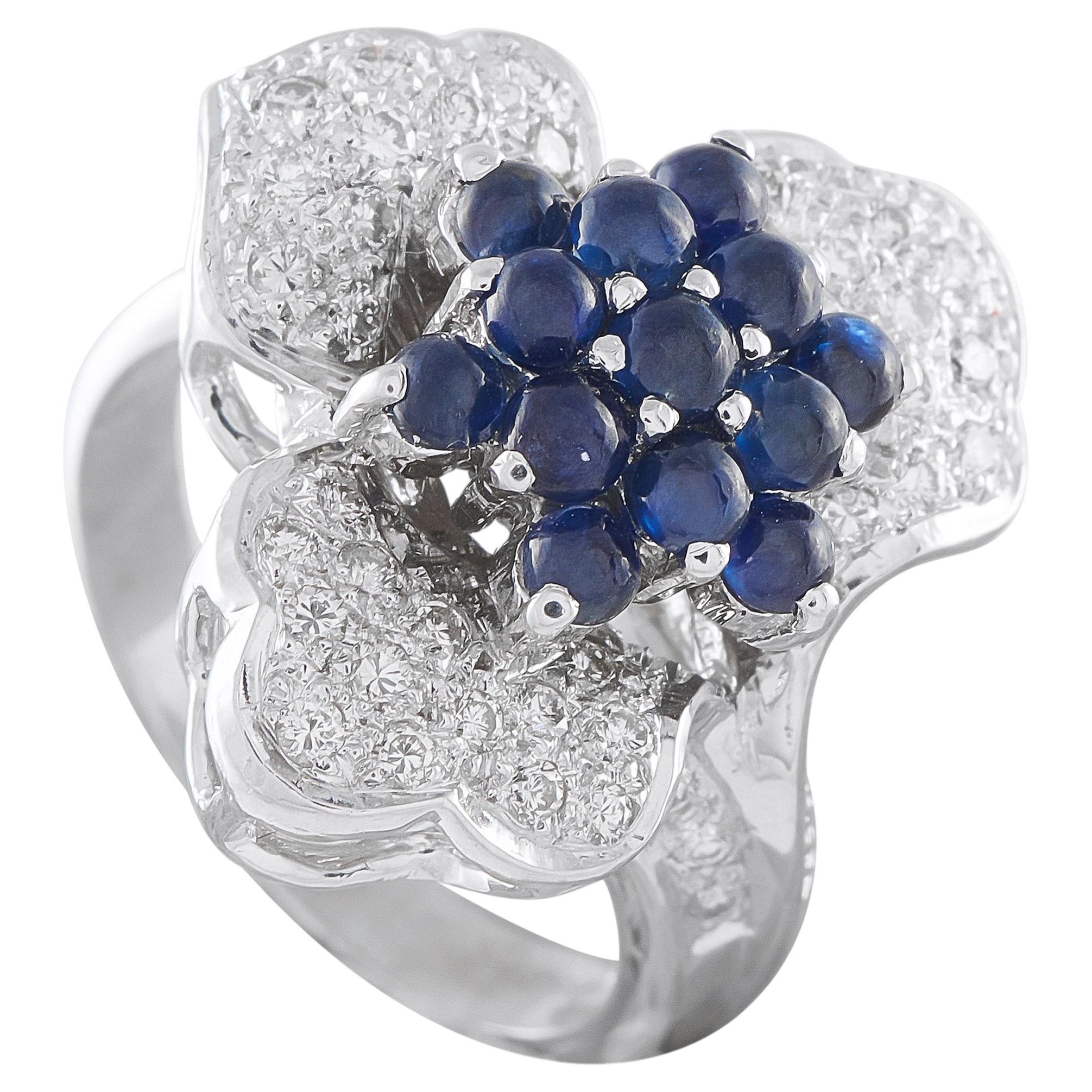 18K White Gold 0.48ct Diamond and Sapphire Ring MF03-050626