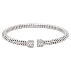 Bracelet jonc en or blanc 18 carats avec diamants ronds brillants naturels de 0,48 carat